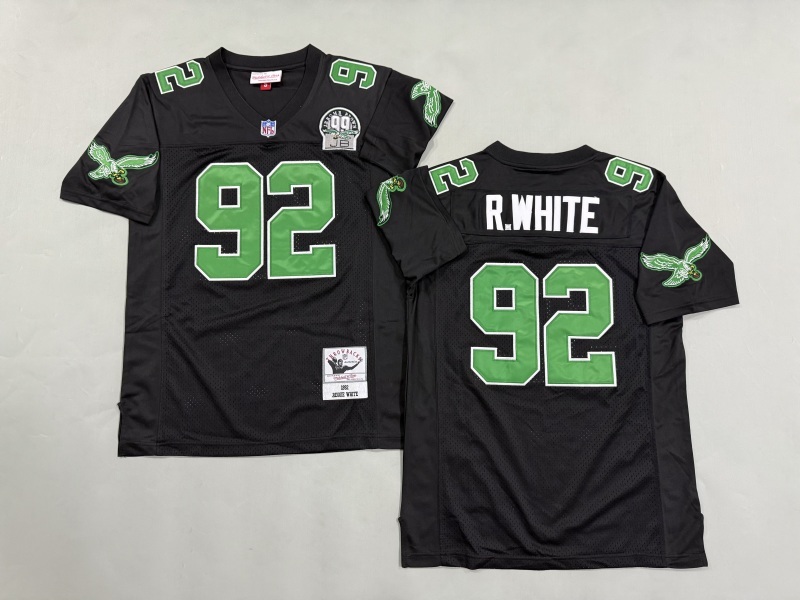 Men 2025 Philadelphia Eagles #92 R.White black Throwback Limited NFL Jersey style 001